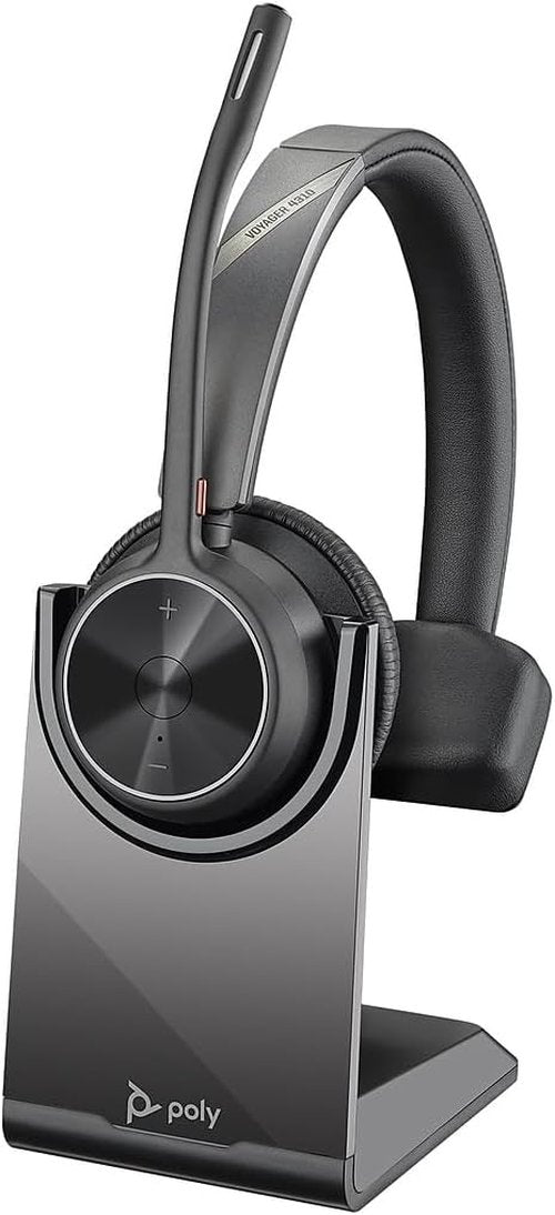 Plantronics Voyager 4310 UC Wireless Headset - Single-Ear Design with Charge Stand | Connects to PC/Mac & Cell Phones via USB-A Bluetooth Adapter