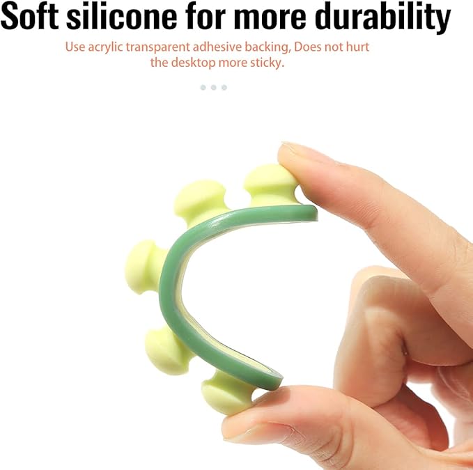 Cute Pea Cable Clips, USB Cable Organizer, Charging Cord Holder, Wire Management for Car Office Desk Workbench Bedroom Bedside Nightstand (3-Pack)