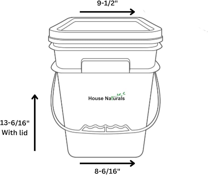 House Naturals 4 Gallon Square Food Grade Plastic Bucket with Lid, Made in USA (Pack of 2) BPA Free (Blue)