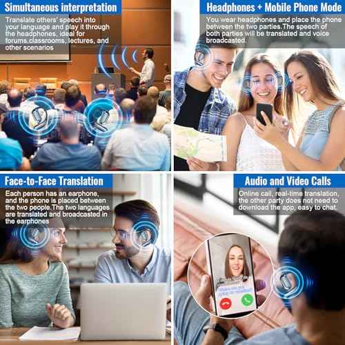 Translation Earbuds AI 144 Language Traductor, Bluetooth 5.4 Headphones Translator, LCD Touch Screen, Earphones Fit iOS and Android Ideal for Travel Business Learning, Free Subscription(Gray)