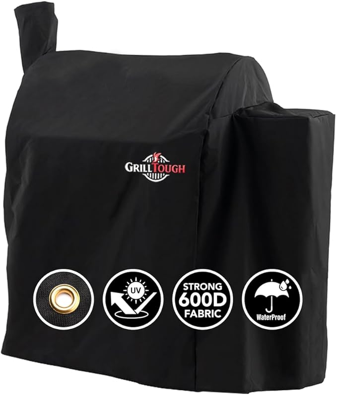 GrillTough Heavy Duty Smoker Cover for Outdoor Grill – Fits Popular Smoker Brands & Pro 575 Series Grills – Waterproof, Weather Resistant, UV & Fade Resistant with Adjustable Straps – Black