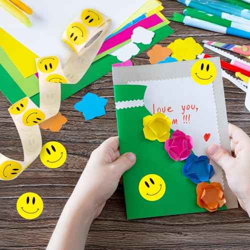 Smiley Face Stickers, 500PCS Happy Face Stickers, 1 Inch Yellow Happy Faces Decal Sticker for Kids, Self-Adhesive Incentive Reward Sticker Behavior Chart Decal for Students Teachers Classroom Supplies