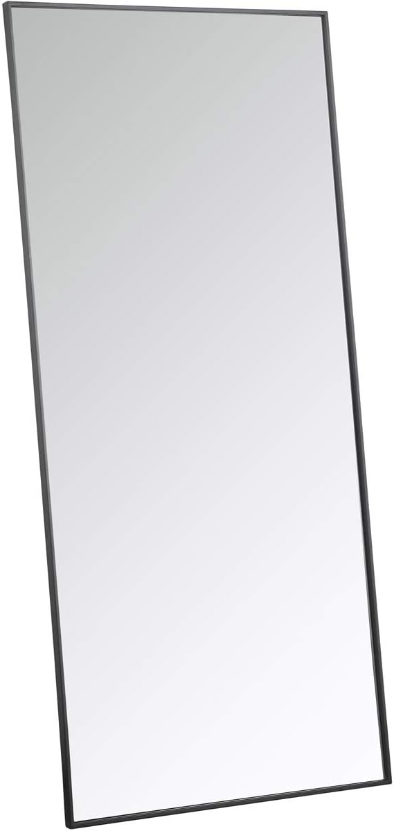 Elegant Decor Eternity 60" x 30" Contemporary Metal Frame Mirror in Black
