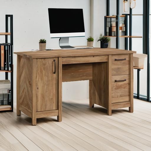 Sauder Cannery Bridge Computer Desk with Storage Drawers, Home Office Desk with File Cabinet Drawer, in Sindoori Mango