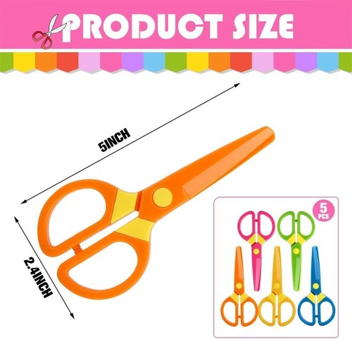 LovesTown Safety Scissors - 5 Pack Training Scissors for Kids Ages 3-5 | Develop Fine Motor Skills & Hand-Eye Coordination