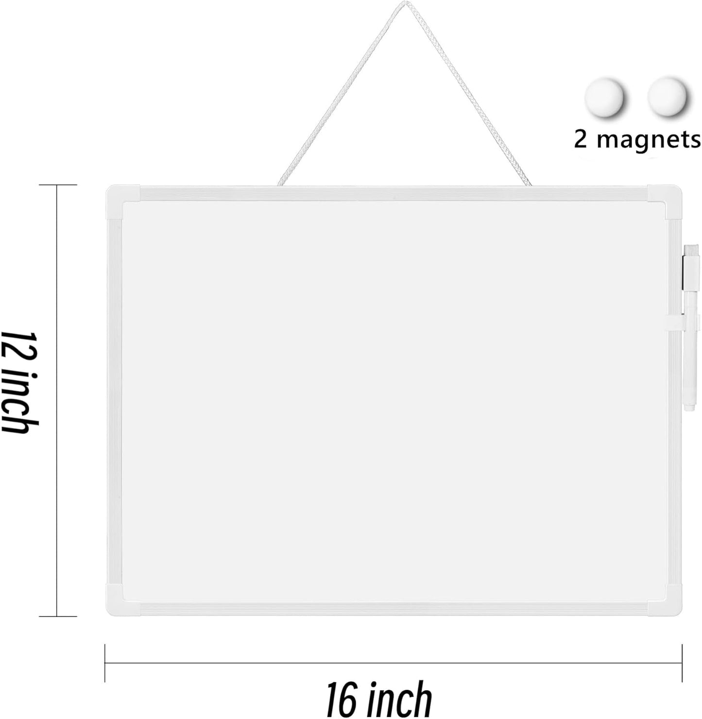 Skiennix Double-Sided Dry Erase Board - 16" x 12" Wall-Mounted Whiteboard for Home, School, Office
