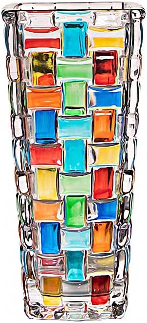 Magcolor Hand Painted Colorful Woven Glass Vase -Crystal Flower Vase- 7.7 inch, Glass Plant Vase for Floral Arrangements, Centerpieces, Weddings, Housewarming, Centerpiece Home Deco
