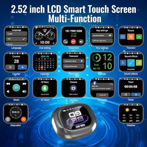Translation Earbuds AI 144 Language Traductor, Bluetooth 5.4 Headphones Translator, LCD Touch Screen, Earphones Fit iOS and Android Ideal for Travel Business Learning, Free Subscription(Gray)