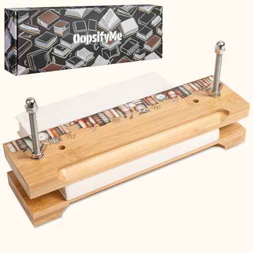 OopsifyMe Bamboo Book Press for Bookbinding, Paper Press, DIY Crafts, Multiple Hole Positions for Various Spine Sizes, Streamlined Edge, Book Binding Kits (Small Size (11.8x3.1))