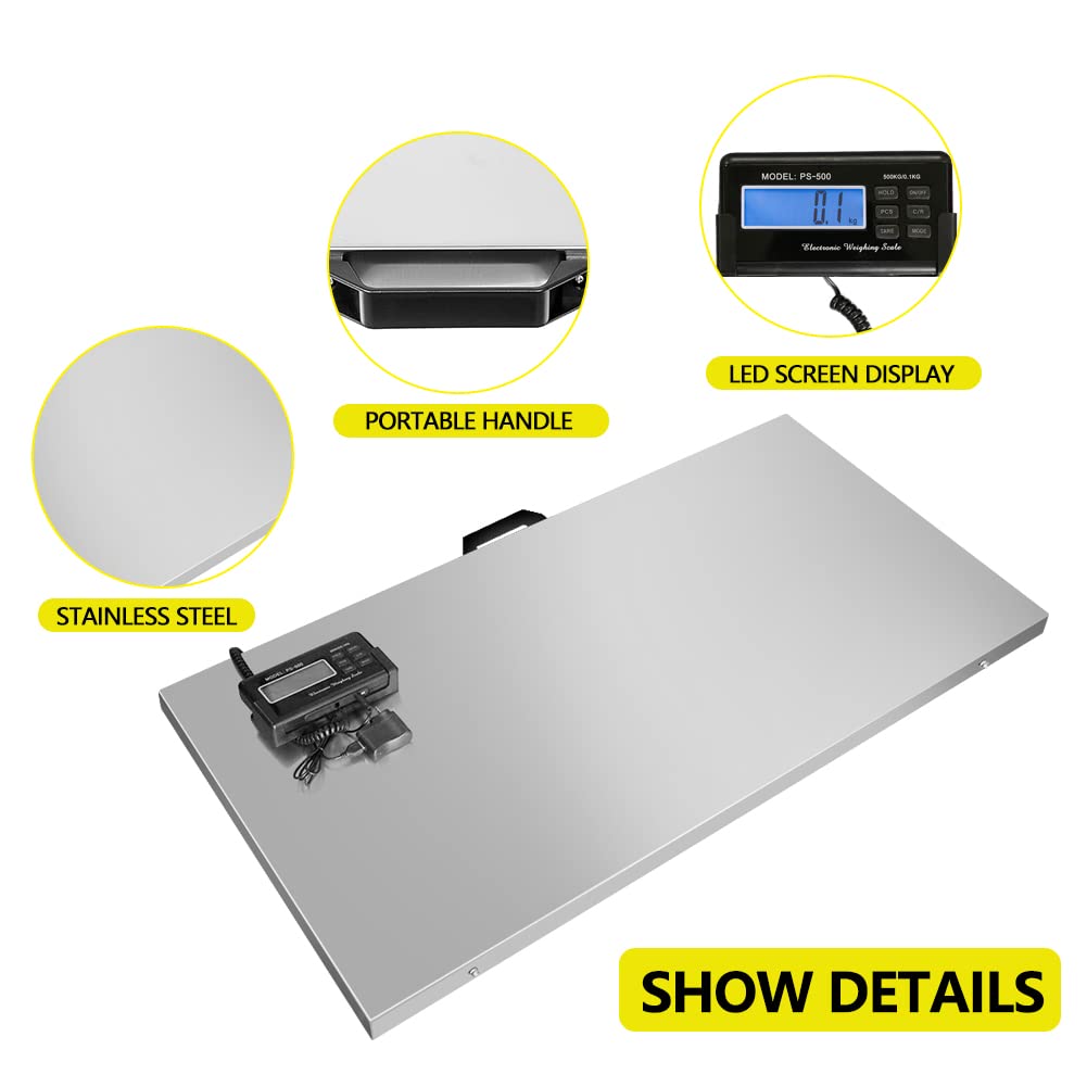 Skiennix Digital Livestock Scale - 1100Lbs Capacity | Stainless Steel Platform for Large Pets & Livestock