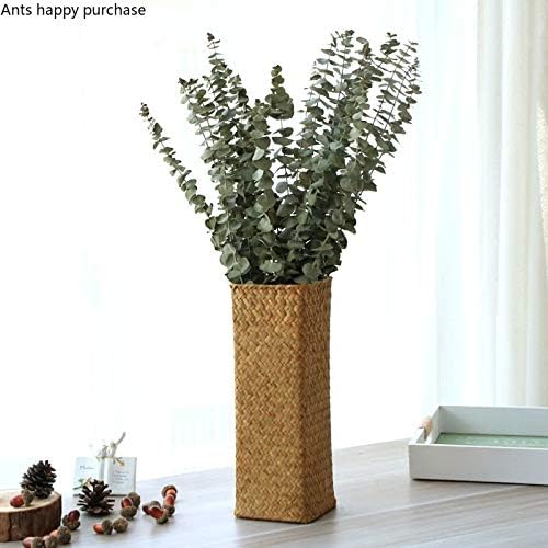 Natural Seaweed Weave Basket Pastoral Rattan Vase Bamboo Weaving Room Flower Arranger Gypsophila Dried Flower Vase Decoration (A)