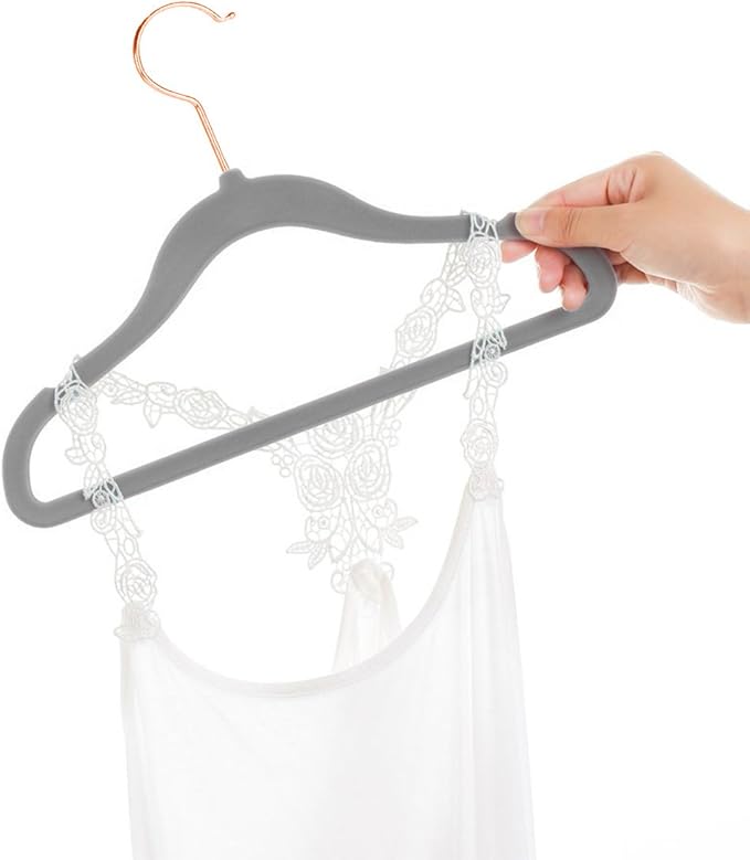 MIZGI Baby Velvet Hangers,Non-Slip Kids & Toddler Hangers,11.8 Inch Hangers for Baby Clothes,Pack of 50(Gray)
