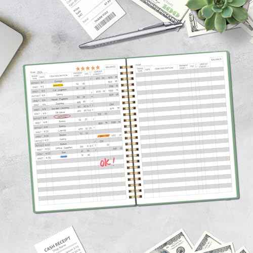 Accounting Ledger Book for Small Business Bookkeeping & Personal Use, Expense Tracker Notebook for Family Budget, Bookkeeping Record Book, Income and Expense Log Book - 8.4" x 6.1" (Green)