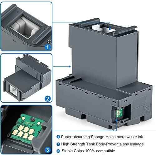 T04D1/T04D100 Ink Maintenance Box Replacement for ET-3750 ET-15000 ET-4760 ET-3760 XP-5100 ET-3850 ET-4850 WF-2860 ET-3710 ET-5150 ET-3830 ET-M1000 ST-3000 ET-M2170 etc. Printers 2 Packs