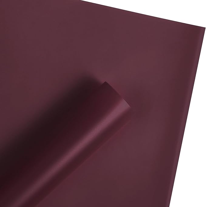 WRAPAHOLIC 20 Sheets Flower Wrapping Paper - 22.4 x 22.4 inch Pure Wine Red Water-Resistant Floral Bouquet Wrapping Paper, Florist Supplies Packaging for Wedding Birthday Gift DIY