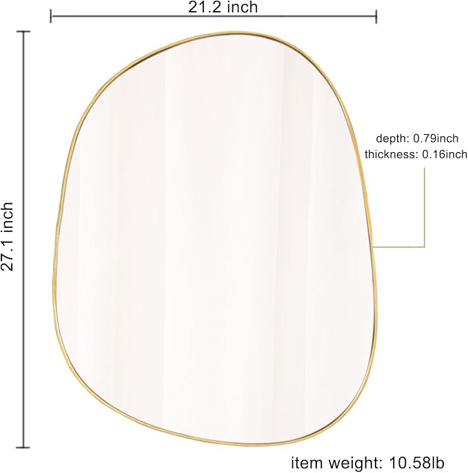 ELEHUME Asymmetrical Mirror for Wall Decor 21"*27", Modern Gold Framed Wall Mirror for Living Room Bathroom Bedroom Entryway ELE-STOU-0065Gold