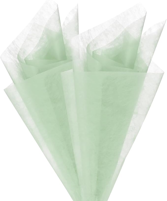 M METERXITY 152-Sheet Korean Cotton Wrapping Flower Paper, 11.8 Inch/ 30cm Waterproof Floral Wrapping Cotton Paper for Bouquets/Gift Packaging [Light Green]