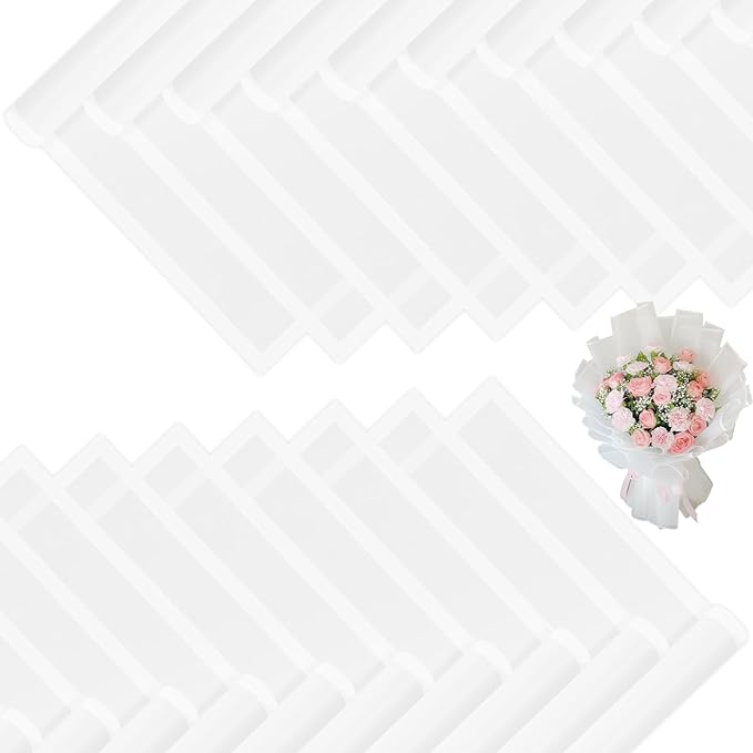 DEWJDFSC 20 Sheets Flower Wrapping Paper,Waterproof Floral Korean Bouquet Wrapping Paper, Florist Supplies, Suitable for Flowers Gift Packaging (White-2)