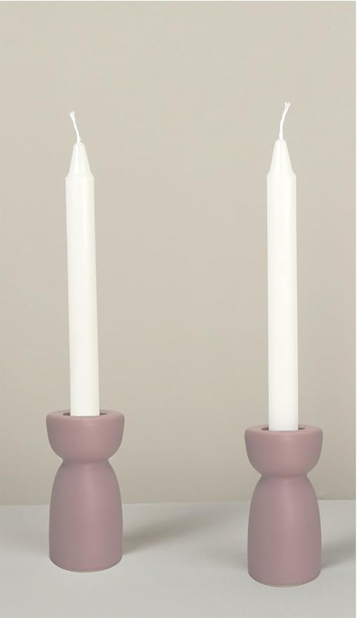 Candlestick Holders, Ceramic Purple Taper Candle Holder Candlelight Stand Candleholder, Modern Boho Candle Holders for Desktop Table Setting Dining Bathroom Wedding Decoration,2 Pack