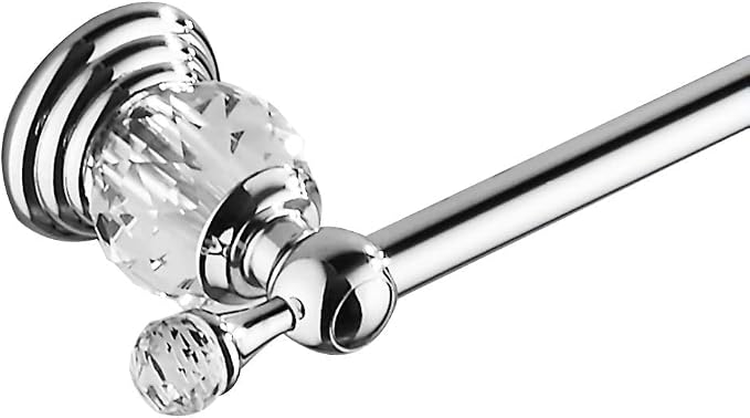 WINCASE Chrome Towel Bar 24 Inch, Adjustable Crystal Towel Rack, Silver Single Towel Holder for Bathroom Wall Mounted Modern