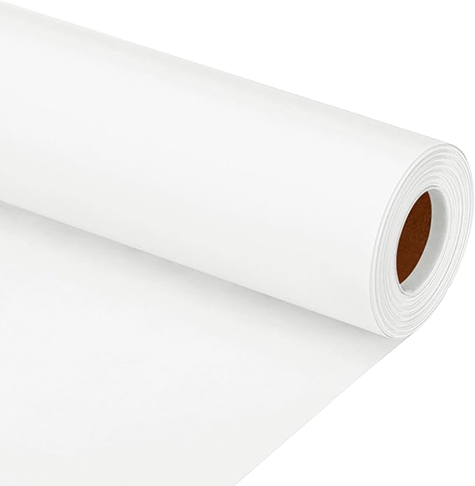 PATIKIL Wrapping Paper, 12"x600"(50') Bulletin Board Paper Roll Kraft Paper Roll Construction 80GSM for Shipping Packing Gift Wrapping Craft Flower Bouquet Christmas, White