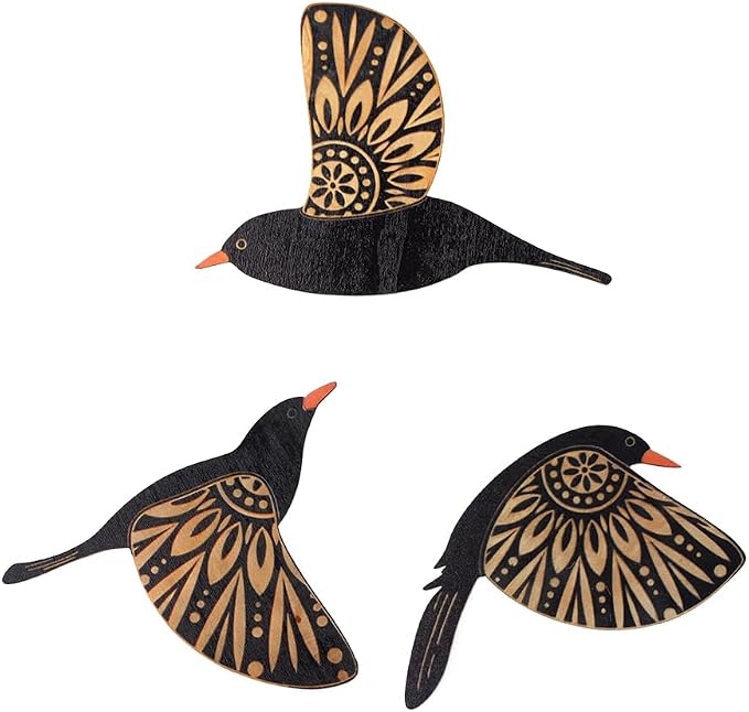 NOIAFZY 3Pcs Vintage-Style Wooden Flying Birds Wall Art Set for Home Decor Bedroom Holiday Decorations