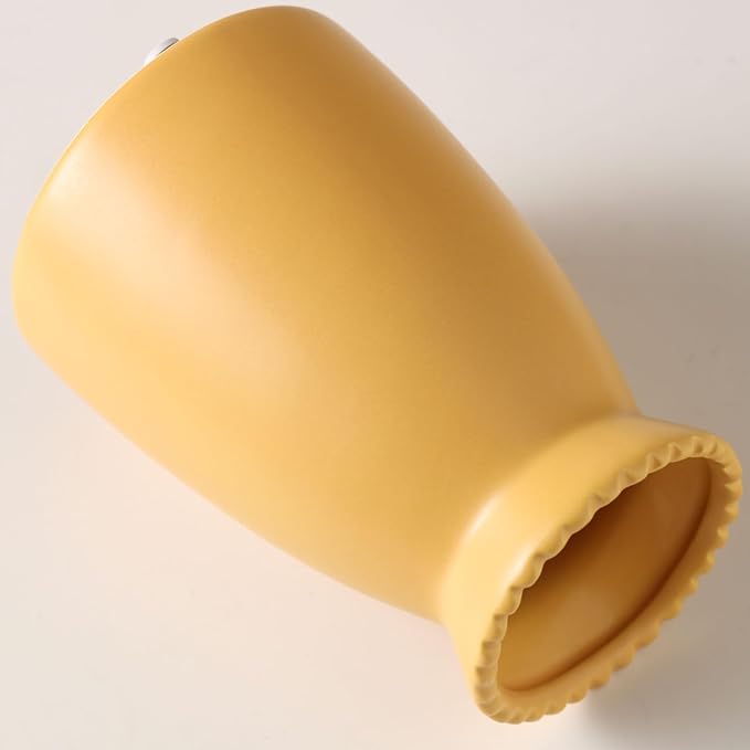 hjn Yellow Flower Vase – Minimalist Ceramic Vase, Decor Vases for Flowers/Centerpieces/Table/Office/Living Room/Bookshelf/Mantel/(Yellow)