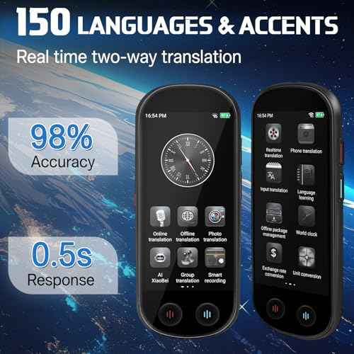 Translator Device - Upgraded Real Time Ai Language Translator with 150+ Languages, Instant Two-Way Translation Device, Offline Recording Photo Input Translation for Travel Business Learning