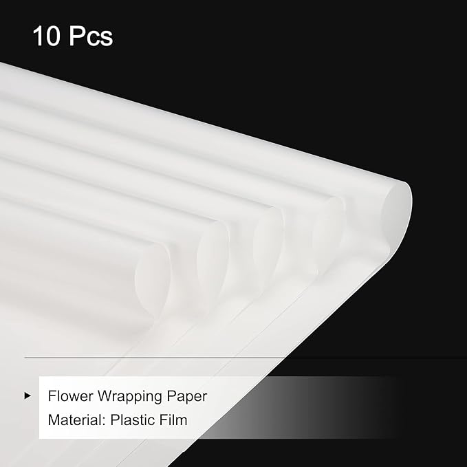 MECCANIXITY 10 Pcs Flower Wrapping Paper Pure White 22.8"x22.8" Waterproof for Florist Bouquet Supplies, DIY Crafts, Gift/Gift Box Packaging