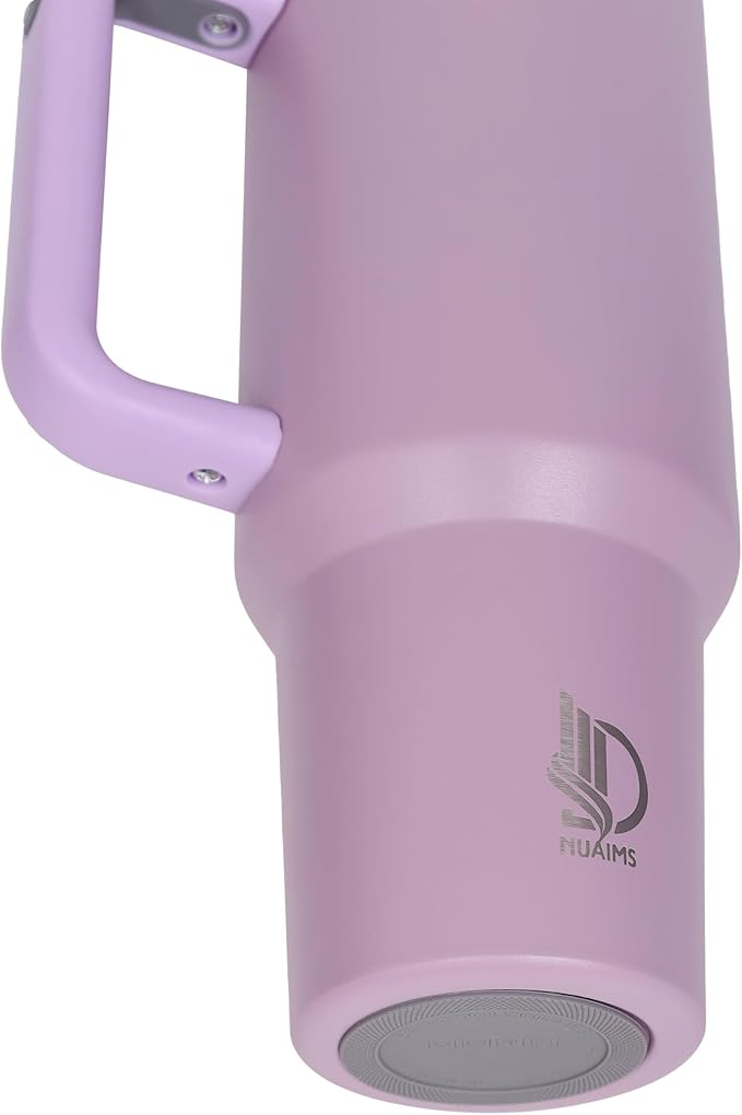 40oz Insulated Tumbler with Handle, Leakproof Straw Lid & Carry Handle - Double Wall Vacuum Insulation Keeps Ice 24 Hours, BPA Free Stainless Steel Water Bottle (Lilac)