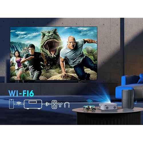 Mini Projector | 4K Support 200" Giant Screen | 500 ANSI Lumens, Bluetooth 5.2 | Portable Outdoor Movie Projector Compatible with TV Stick/Phone/HDMI/PC (Mini Projector for Bedroom)