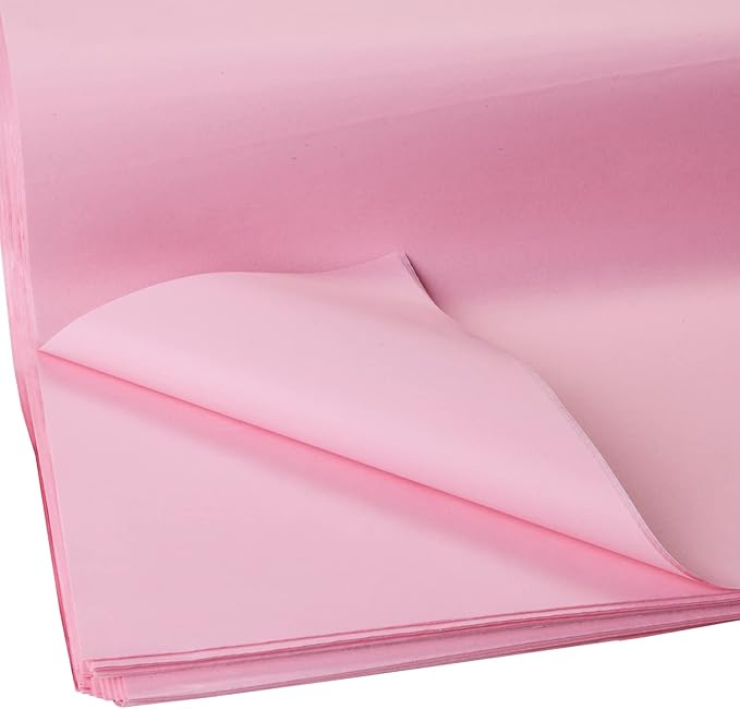 Jillson Roberts Bulk 480-Sheet Count 20" x 30" Recycled Tissue Paper Available in 30 Colors, Pastel Pink