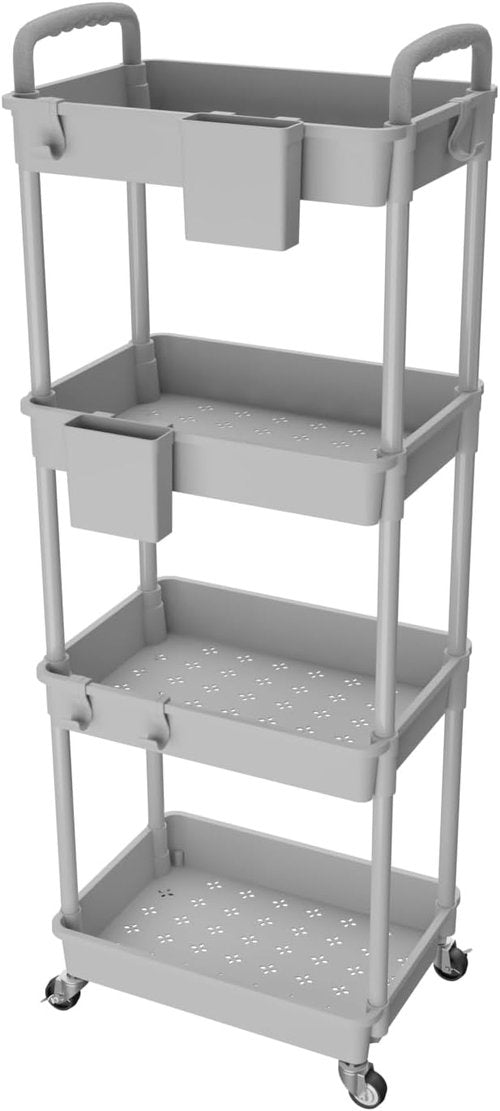 Rebecat 4-Tier Rolling Utility Cart - Multifunctional Storage Organizer for Kitchen, Bathroom, Office | Gray