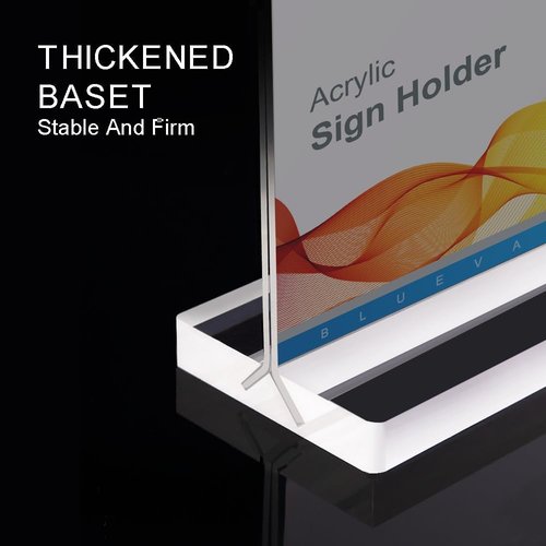 BlueValley Acrylic Sign Holder - Double-Sided Clear Display Stand for Menus & Flyers | 7x5 Desktop Frame - 6 Pack
