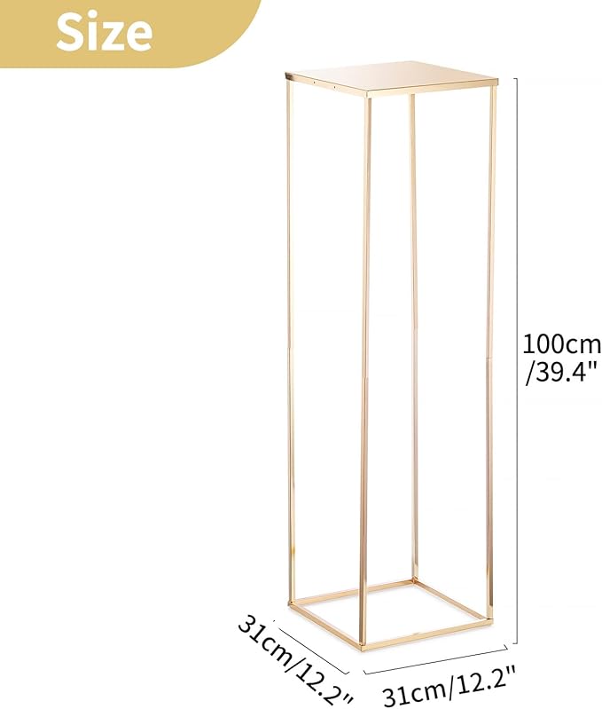 NUPTIO Gold Vases for Centerpieces Wedding - 2 Pcs 39.4 inch Tall Metal Flower Vase Flowers Stand for Party Tables Decorations - Elegant Bulk Weddings Decoration Table Geometric Centerpiece Stand