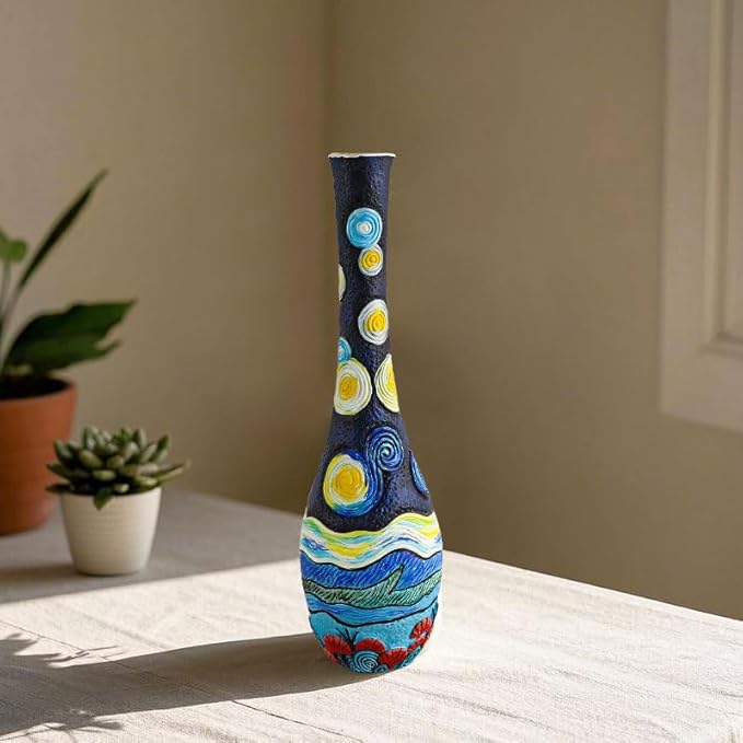 Starry Night Vase Plant Pot,Van Gogh Inspired Resin Flower Pot - Abstract Rainbow Planter with Artistic Brushstroke Design Stylish Art Flower Pot Unique Home Decor for Plants (2pcs)