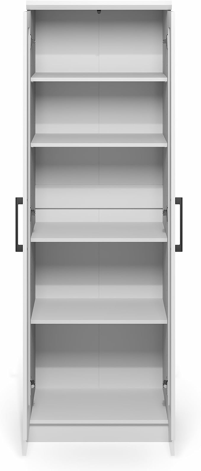 Furinno Robin Storage Cabinet, 5-Tier Pantry Cabinet with Adjustable Shelves, 23W with 2 Shaker-Doors, Kitchen Cabinet, Organization and Storage, for Pantry, Living Room, Home Office, White