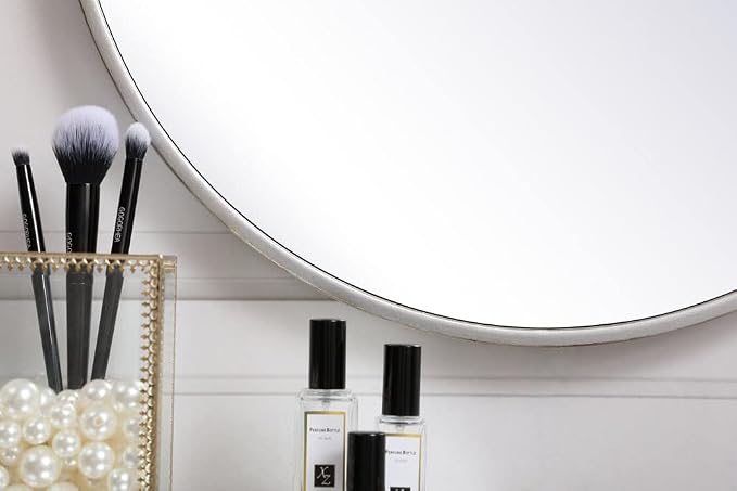 Elegant Decor Eternity Home Office Decorative Round Framed Wall Mirror, 18" L x 18" H - Black