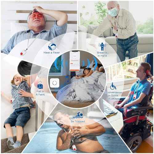 WiFi Caregiver Pager Wireless Call Button Nurse Alert System for Home/Elderly/Patient/Disabled with Phone App One Call Button One WiFi Receiver(only Supports 2.4GHz Wi-Fi)