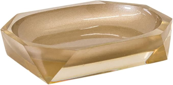 Faceted Soap Dish, Durable Resin, Smooth, Easy to Clean, for Stylish Bathroom Décor, Bronze, 4x5, Sold Individually