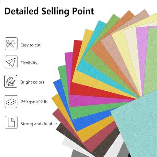OcePor Glitter Cardstock, 25 Sheets White Cardstock, Glitter Paper for Cricut, Crafts and DIY, 8.5¡±x11¡±Shimmer cardstock for Birthday, Wedding Party Decor(92 lb/250 gsm)