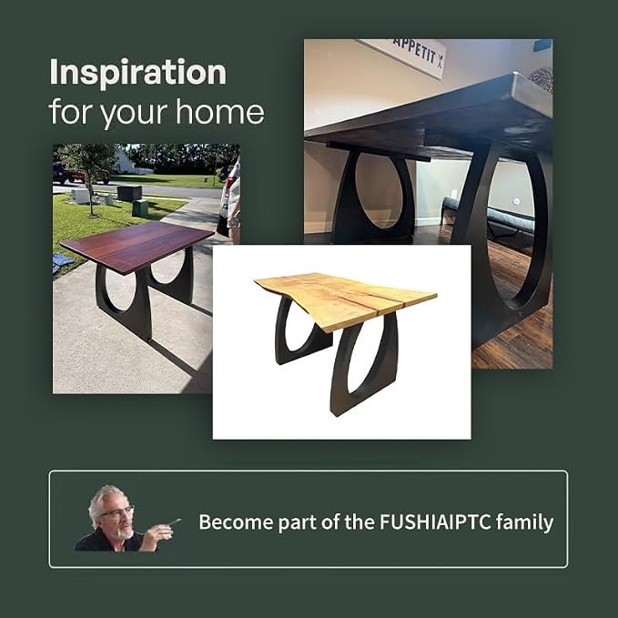 FUSHIAIPTC Table Legs 28 Inch, Heavy Duty Metal Desk Legs for Table, Thickened and Widened Dining Table Legs Set of 2, Black Modern Elliptical DIY Artistic Design Legs (28''x 28'')