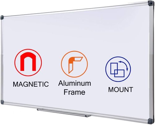Magnetic Dry Erase Board - 48 x 24 Inch Aluminum Frame | Portable Wall-Mounted Whiteboard for Office & Classroom