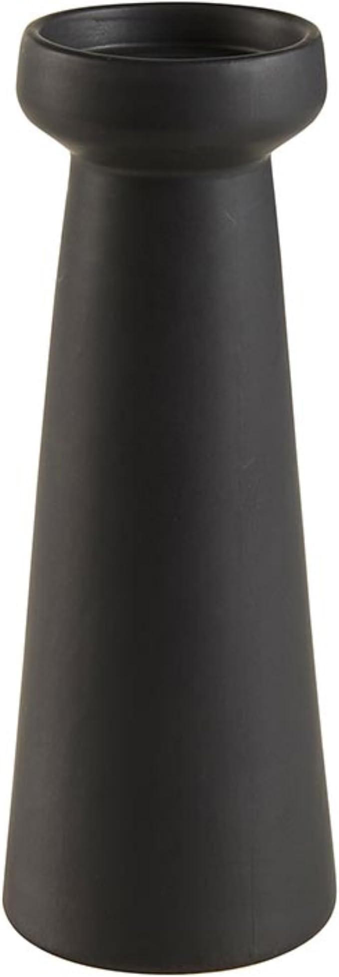 47th & Main Modern Candleholder Ceramic Pedestal Candle Holder, 8" Tall, Matte Black