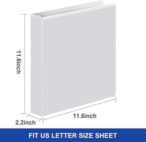Comix 1.5-Inch D-Ring Binders - Sturdy 3-Ring Binders with Clear View Cover | Holds 350 Sheets, 6 Packs (White)