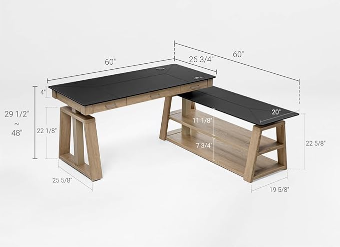 EUREKA ERGONOMIC L Shaped Standing Desk Ark EX, 60in Executive Adjustable Height Office Desk with Drawers,Computer Desk with Storage, Modern Executive Home Office,Oak Grey