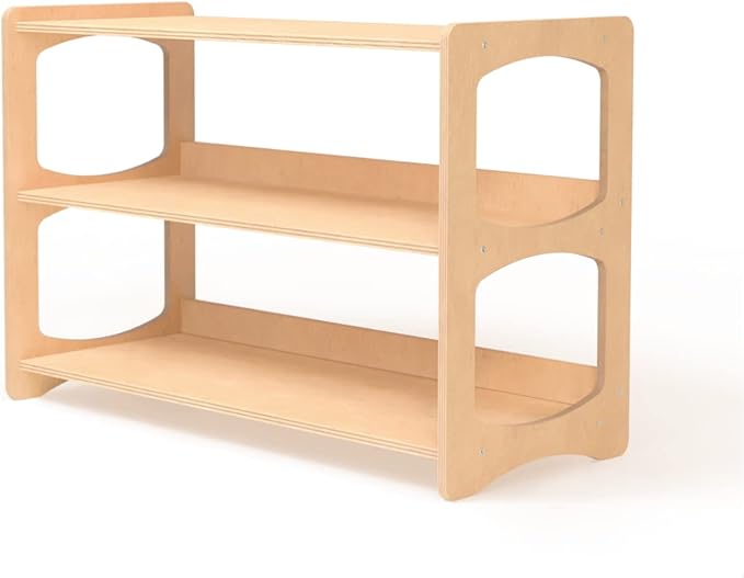 WOOD&ROOM Montessori Bookshelf for Toddlers - Wooden Book and Toy Shelf Organizer - Kids Bookshelf for Nursery, Classroom and Playroom - Front Facing Floor Bookcase for Kids, Childrens Room Storage