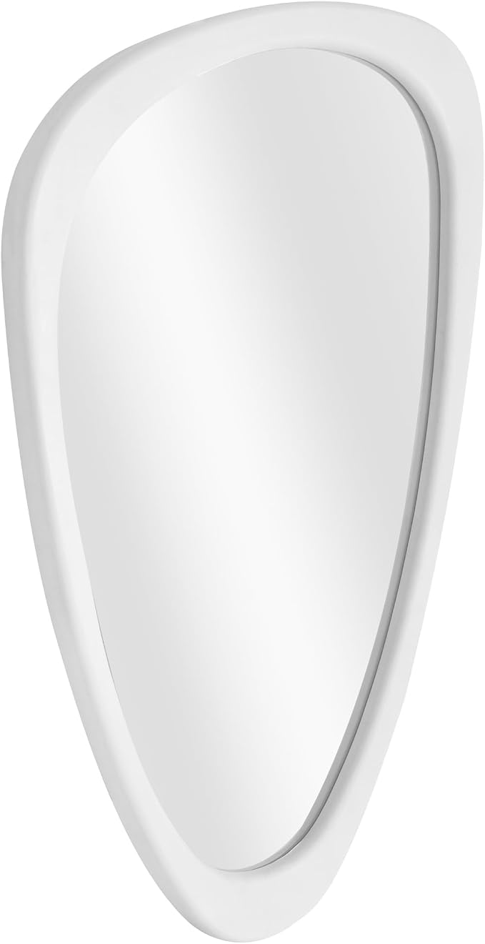 Americanflat 20x23 Asymmetrical Wall Mirror - Hanging Mirrors with Durable Frame - Modern Mirror for Bathroom, Bedroom, Living Room - Mirrors for Wall Display and Home Decor - Brushed White