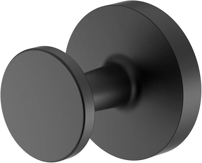 Gatco 5215MX Gibson Bath Towel Hook, Matte Black Wall Mounted Robe & Towel Hook for Bathroom, Bedroom, Closet & Entryway