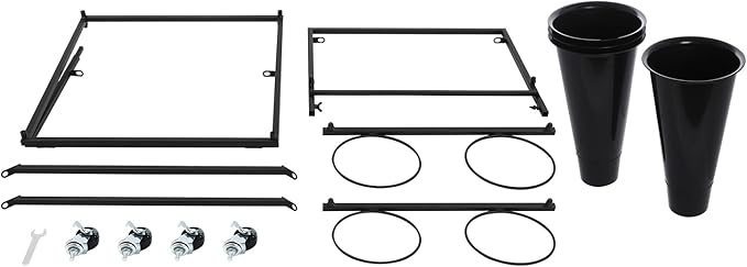 DYRABREST Flower Display Stand with Buckets, Black 3 Layers Metal Plant Stand with 4 Pieces Buckets, Moving Florist Bouquet Shelf for Fresh Flower Shop, for Patio Garden, Outdoor Flower Pop-Up Events